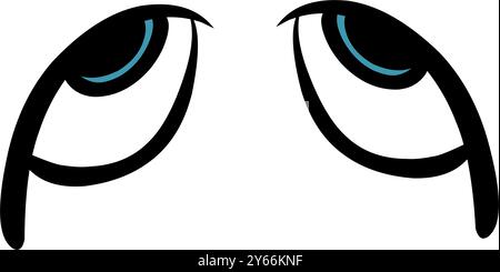 Design cartoni animati a occhi tristi. Perfetto per adesivi, icone, loghi e tatuaggi Illustrazione Vettoriale