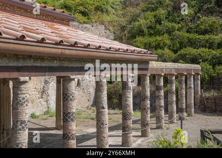 Ingresso alla Villa dei Misteri nelle rovine di Pompei Foto Stock