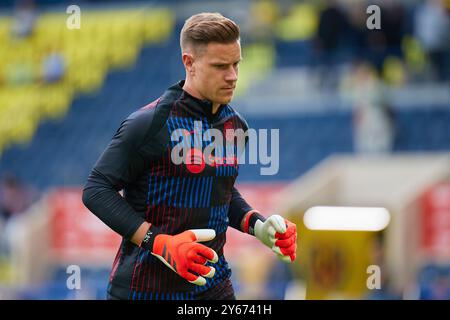 VILLARREAL, SPAGNA - 22 SETTEMBRE: Marc-Andre ter Stegen portiere dell'FC Barcelona si scalda prima della liga EA Sports match tra Villarreal e FC Barcelona all'Estadio de la ceramica il 22 settembre 2024 a Villarreal, Spagna. (Foto di Jose Torres/Photo Players Images/Magara Press) Foto Stock