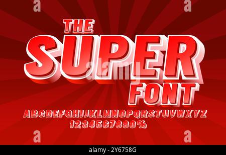 Il simbolo della collezione Super font set, lettere e numeri. Illustrazione vettoriale Illustrazione Vettoriale