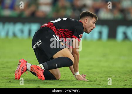 Valery Fernandez dell'RCD Mallorca durante la partita della Liga EA Sports tra Real Betis e RCD Mallorca giocata allo stadio Benito Villamarin il 23 settembre 2024 a Siviglia, Spagna. (Foto di Antonio Pozo / PRESSINPHOTO) Foto Stock