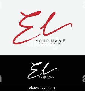 Logo e, L, EL con lettera iniziale. Logo della firma scritta a mano Alphabet EL Illustrazione Vettoriale