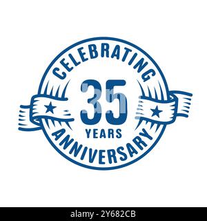 35 anni di modello di design del logo. vettore e illustrazione del 35° anniversario. Illustrazione Vettoriale