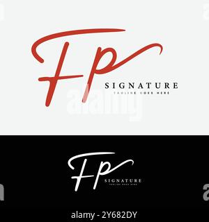 Logo F, P, FP con lettera iniziale. Logo firma scritta a mano Alphabet FP Illustrazione Vettoriale