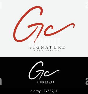 Logo G, C, GC con lettera iniziale. Logo firma manoscritta GC Alphabet Illustrazione Vettoriale