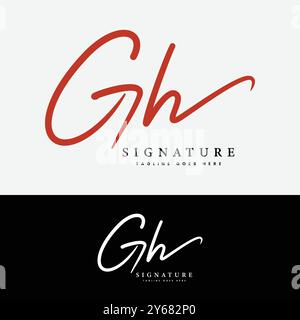 Logo G, H, GH con lettera iniziale. Logo della firma scritta a mano Alphabet GH Illustrazione Vettoriale