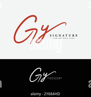 Logo G, Y, GY con lettera iniziale. Logo della firma scritta a mano Alphabet GY Illustrazione Vettoriale