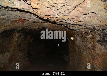 Città sotterranea di Derinkuyu a Nevsehir, Turchia. Foto Stock