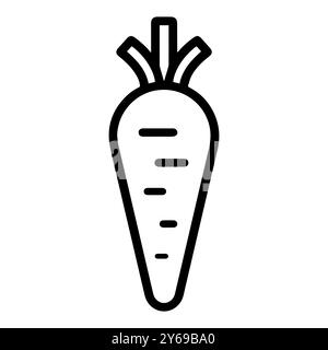 icona carota o simbolo di linea moderna. Grafica a linee vettoriali e design a icone con un contorno audace. Bianco e nero simbolo minimalista Pixel Perfect bianco isolato Illustrazione Vettoriale