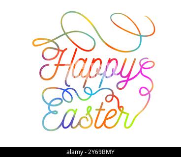 Buona Pasqua testo a colori. disegnato a mano. Non ai, illustrazione vettoriale Illustrazione Vettoriale