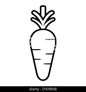 icona carota o simbolo di linea moderna. Grafica a linee vettoriali e design a icone con un contorno audace. Bianco e nero simbolo minimalista Pixel Perfect bianco isolato Illustrazione Vettoriale