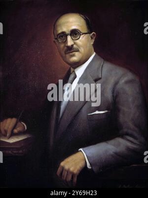 SANCHEZ DE ALBORNOZ, CLAUDIO. HISTORIADOR ESPAÑOL . MADRID 1893 - 1984. OLEO DE ANTONIO MARTINEZ ANAYA. RECTORADO DE LA UNIVERSIDAD COMPLUTENSE . MADRID. AUTORE: ANTONIO MARTINEZ ANAYA (S. XX). Foto Stock