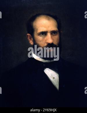 SALMERON, NICOLAS. POLITICO ESPAÑOL . ALHAMA DE LA SECA ( ALMERIA ) 1838 - 1908. OLEO DE M . PINEDA. ATENEO DE MADRID. Autore: Joaquín Espalter y Rull. Foto Stock