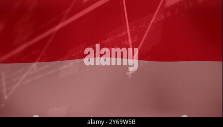 Grafico matematico e immagine delle equazioni su bandierine rosse e bianche Foto Stock