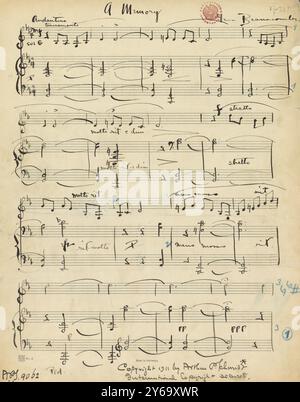 Musica 1800-1900; manoscritti musicali; Branscombe, Gena. Un ricordo, Branscombe, Gena., 1800 - 1900, Schmidt, Arthur Paul, editoria musicale, musica popolare, scrittura ed editoria, Spartiti musicali, musica, Stati Uniti, XIX secolo, musica, Stati Uniti, manoscritti, Stati Uniti, manoscritti Foto Stock