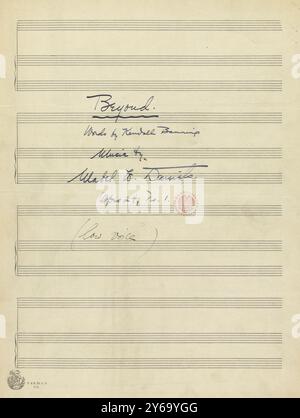 Music 1800-1900; Music Manuscripts; Daniels, Mabel W. Beyond, op. 24, no 1, Daniels, Mabel W., 1800 - 1900, Schmidt, Arthur Paul, editoria musicale, musica popolare, scrittura ed editoria, Spartiti musicali, musica, Stati Uniti, XIX secolo, musica, Stati Uniti, manoscritti, Stati Uniti, manoscritti Foto Stock