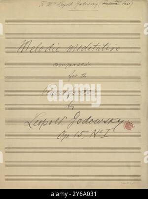 Musica 1800-1900; manoscritti musicali; Godowsky, Leopold. Melodie meditative, op. 15, no 1, Godowsky, Leopold., 1800 - 1900, Schmidt, Arthur Paul, editoria musicale, musica popolare, scrittura ed editoria, Spartiti musicali, musica, Stati Uniti, XIX secolo, musica, Stati Uniti, manoscritti, Stati Uniti, manoscritti Foto Stock