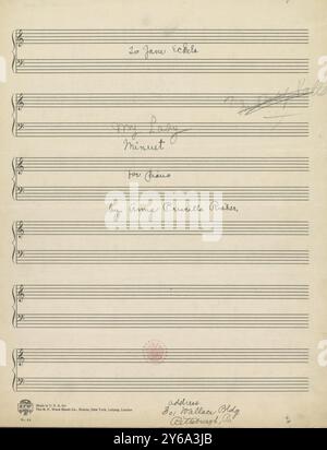 Musica 1800-1900; manoscritti musicali; Risher, Anna Priscilla. Mia signora, Risher, Anna Priscilla, 1800 - 1900, Schmidt, Arthur Paul, editoria musicale, musica popolare, scrittura ed editoria, Spartiti musicali, musica, Stati Uniti, XIX secolo, musica, Stati Uniti, manoscritti, Stati Uniti, manoscritti Foto Stock