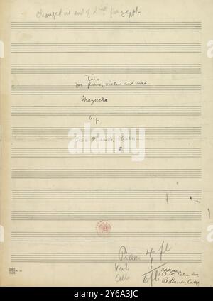 Musica 1800-1900; manoscritti musicali; Risher, Anna Priscilla. Mazurka, Risher, Anna Priscilla., 1800 - 1900, Schmidt, Arthur Paul, editoria musicale, musica popolare, scrittura ed editoria, Spartiti musicali, musica, Stati Uniti, XIX secolo, musica, Stati Uniti, manoscritti, Stati Uniti, manoscritti Foto Stock