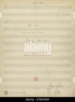 Musica 1800-1900; manoscritti musicali; Risher, Anna Priscilla. Da ovest, Risher, Anna Priscilla., 1800 - 1900, Schmidt, Arthur Paul, editoria musicale, musica popolare, scrittura ed editoria, Spartiti musicali, musica, Stati Uniti, XIX secolo, musica, Stati Uniti, manoscritti, Stati Uniti, manoscritti Foto Stock