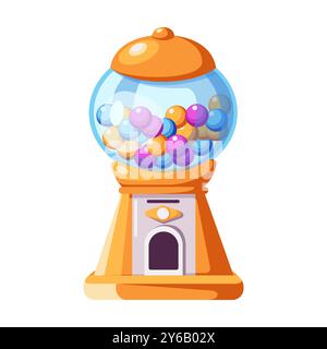 Distributore automatico Gumball con caramelle a colori Illustrazione Vettoriale