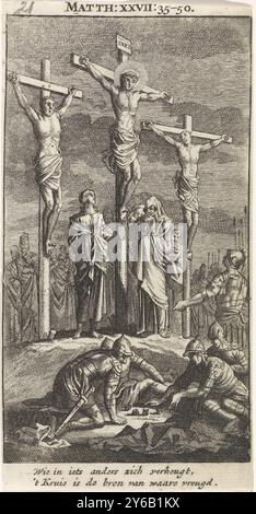 Tre croci su Golgotha, stampa, stampatore: Anonimo, dopo stampa di: Jan Luyken, Amsterdam, 1712, carta, incisione, altezza, 133 mm x larghezza, 69 mm Foto Stock