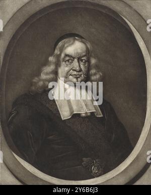 Ritratto di Ernst Ludwig Aveman, Cancelliere e Ambasciatore Ernst Ludwig Aveman con una fascia. Sulla sua cintura c'è un medaglione con un ritratto di un uomo., stampa, tipografo: Pieter Schenk (i), Amsterdam, 1689 - 1713, carta, altezza, 243 mm x larghezza, 185 mm Foto Stock