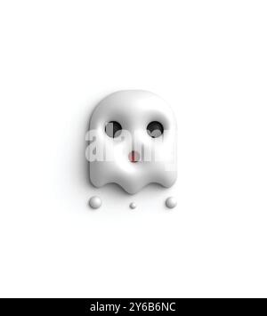 graziosa illustrazione in 3d fantasma bianco di halloween Illustrazione Vettoriale