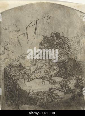 Fighting Arabs, le Giaour (titolo su oggetto), stampa, print maker: Theodoor Schaepkens, 1825 - 1883, carta, incisione, punto di cartongesso, altezza, 136 mm x larghezza, 106 Foto Stock