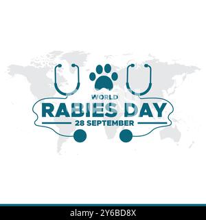 Giornata mondiale della rabbia, 28 settembre, biglietto d'auguri, modello di social media, modello modificabile, design di banner, post, volantini. Design del concept World rabies Day. Illustrazione Vettoriale