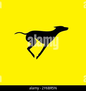 gli animali domestici corrono saltando un'icona vettoriale con logo della mascotte minimalista Illustrazione Vettoriale