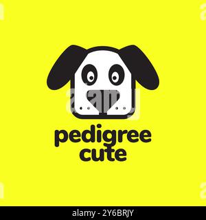 cucciolo cucciolo animali domestici pedigree cartone animato carino faccia quadrata icona colorata del logo della mascotte illustrazione vettoriale Illustrazione Vettoriale
