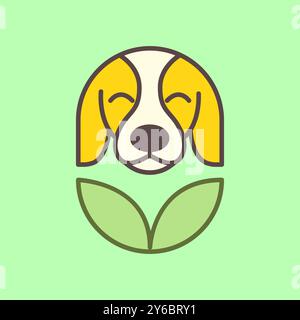 jack russel cucciolo di cane carino e moderno cartoni animati con mascotte geometriche che lascia l'icona del logo della natura illustrazione vettoriale Illustrazione Vettoriale