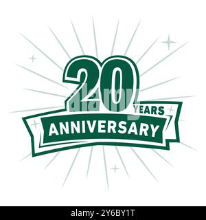 logo celebrativo per il 20° anniversario. ventesimo modello di progettazione. Vettore e illustrazione. Illustrazione Vettoriale
