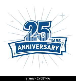 logo celebrativo per i 25 anni. 25° modello di progettazione. Vettore e illustrazione. Illustrazione Vettoriale