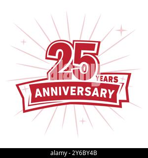 logo celebrativo per i 25 anni. 25° modello di progettazione. Vettore e illustrazione. Illustrazione Vettoriale