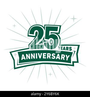 logo celebrativo per i 25 anni. 25° modello di progettazione. Vettore e illustrazione. Illustrazione Vettoriale