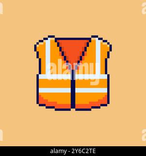 Progettazione di risorse di gioco con gilet di sicurezza pixel art Illustrazione Vettoriale