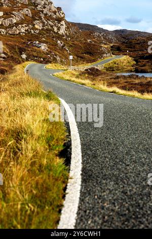 Passing Place, Isola di Harris, Ebridi esterne, Scozia, Regno Unito, Europa Foto Stock