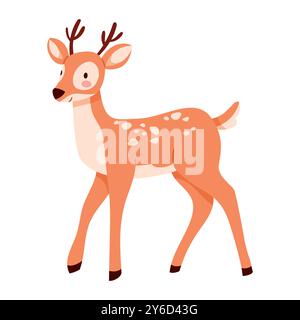 Cervo rosso con palchi, animale selvatico della foresta. Animali selvatici, creature selvatiche e animali selvatici. Illustrazione Vettoriale