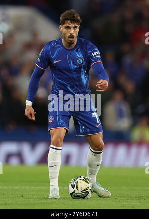 Londra, Regno Unito. 24 settembre 2024. Pedro Neto del Chelsea durante la partita della Carabao Cup allo Stamford Bridge di Londra. Il credito per immagini dovrebbe essere: Paul Terry/Sportimage Credit: Sportimage Ltd/Alamy Live News Foto Stock