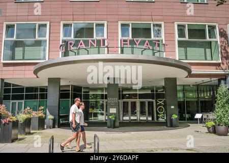 Hotel Grand Hyatt, Marlene-Dietrich-Platz, Potsdamer Platz e il Tiergarten, nel quartiere Mitte di Berlino, Deutschland Foto Stock