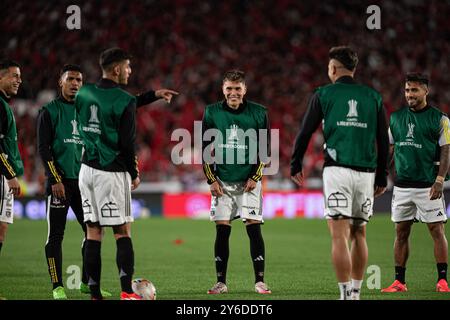 Buenos Aires, Argentina. 24 settembre 2024. Lucas Soto del Colo Colo cileno durante la seconda tappa dei quarti di finale di Copa Libertadores allo stadio Monumental di Buenos Aires, Argentina, martedì 24 settembre 2024. Crediti: Gabriel Sotelo/FotoArena/Alamy Live News Foto Stock