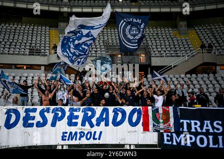 Torino, Italia. 24 settembre 2024. Tifosi dell'Empoli FC durante la partita di Coppa Italia tra Torino FC e Empoli FC allo Stadio Olimpico il 24 settembre 2024 a Torino, Italia calcio (Cristiano Mazzi/SPP) credito: SPP Sport Press Photo. /Alamy Live News Foto Stock