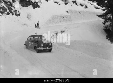 MOTOR RALLY MONTE CARLO CARLSSON PALM SAAB TURINI ; 24 GENNAIO 1963 Foto Stock