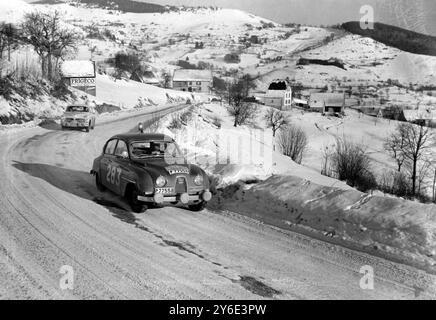 MOTOR RALLY MONTE CARLO PALM CARLSSON A SAAB; 22 GENNAIO 1963 Foto Stock