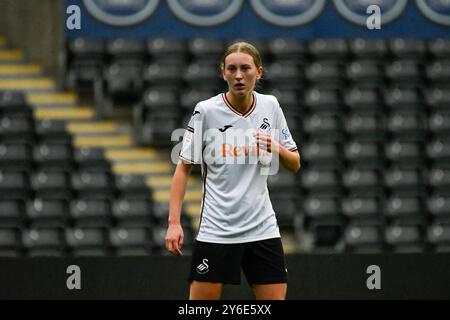 Swansea, Galles. 22 settembre 2024. Taite Trivett di Swansea City Women durante il Genero Adran Premier match tra Swansea City Women e Barry Town United Women al Swansea.com Stadium di Swansea, Galles, Regno Unito, il 22 settembre 2024. Crediti: Duncan Thomas/Majestic Media. Foto Stock