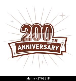 logo celebrativo per i 200 anni. 200° modello di progettazione. Vettore e illustrazione. Illustrazione Vettoriale