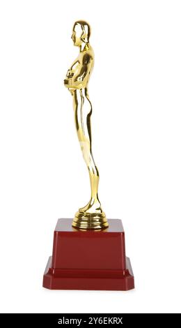 Un premio Oscar d'oro isolato sul bianco Foto Stock