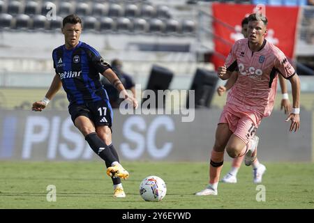 Pisa, Italia. 25 settembre 2024. Adrian Rus, Pisa, in azione durante la partita di Coppa Italia tra Pisa e Cesena allo Stadio Romeo Anconetani di Pisa Cetilar Arena, 25 settembre 2024 Alessandro la Rocca/LaPresse credito: LaPresse/Alamy Live News Foto Stock